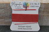 Oxblood Red Hand‑Dyed Griffin Silk Cord – Thread for Knotting, Jewelry Making, Pendant Stringing